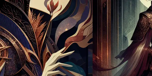 A seductive anime character in a gothic, dimly lit setting, blending dark fantasy and erotic elements.