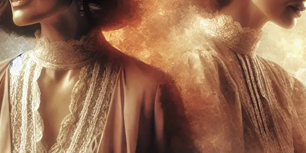 A sophisticated mature woman exuding confidence and allure in a dreamy, romantic atmosphere.